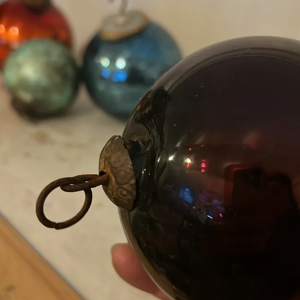 Antique German kugel Amethyst purple blown glass ornament